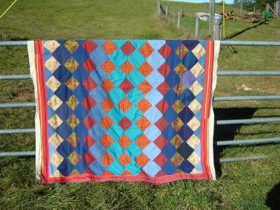 Cabin Find Vintage Harlequin Quilt Coverlet Full Twin