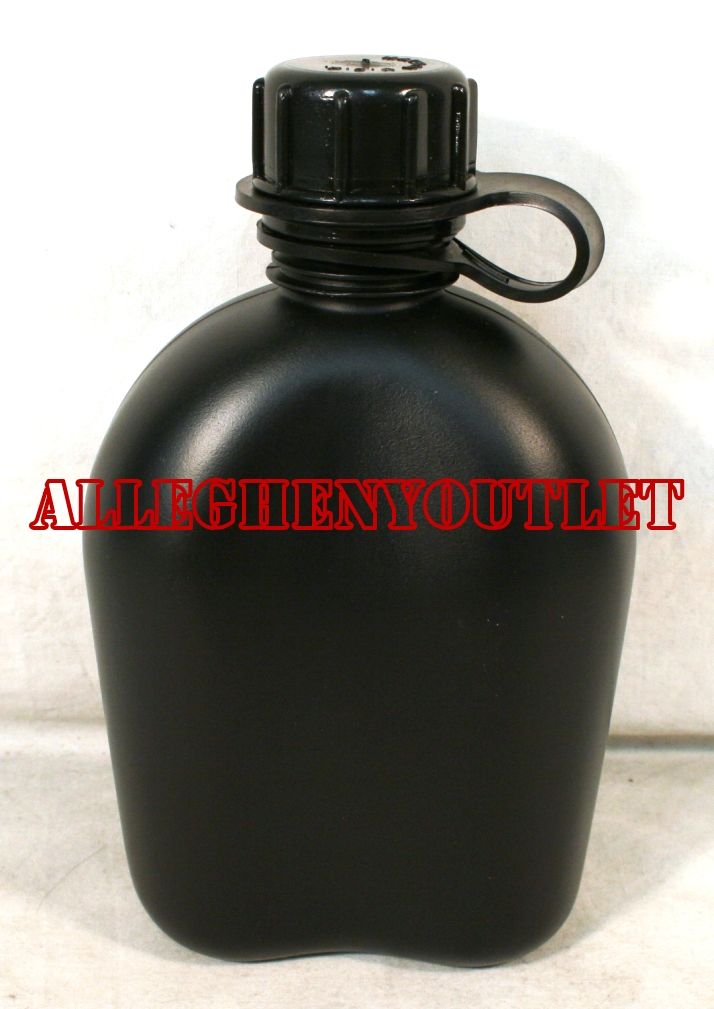 New G I Military 1qt Black Plastic Canteen 1 Qt BPA Free USA Made Free 