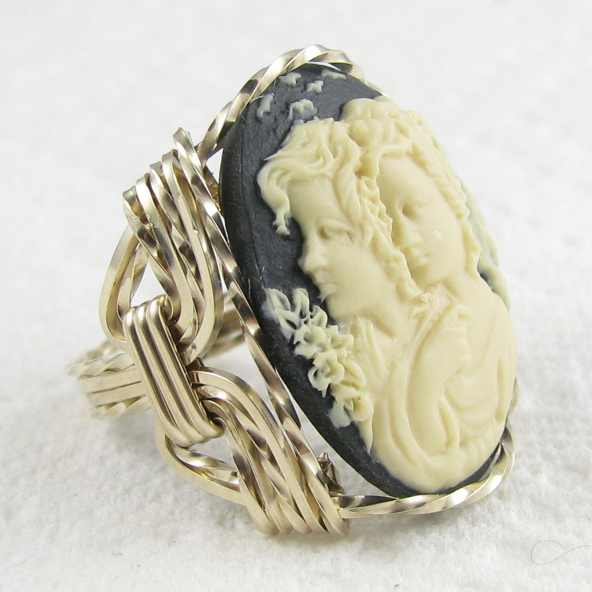 Sister Friends Cameo Ring 14k Rolled Gold Custom Jewelry