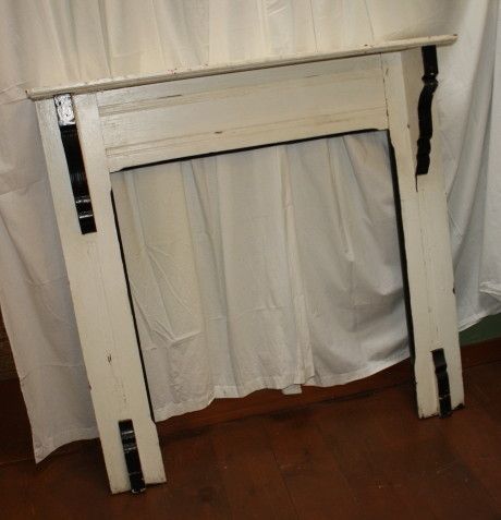 Art Deco Antique Fireplace Mantel White Black Painted Wood