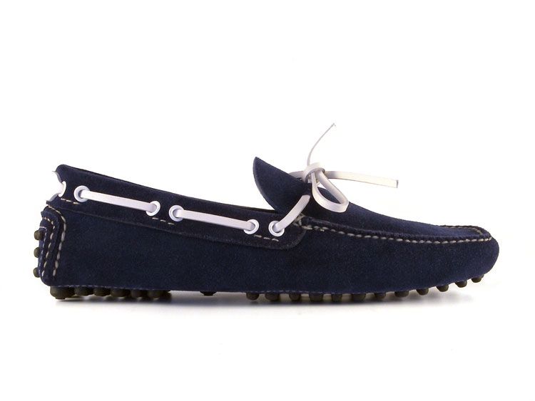 Car Shoe Mens Loafers Shoes in Dark Blue Suede Leather Size US 7 EU 40 