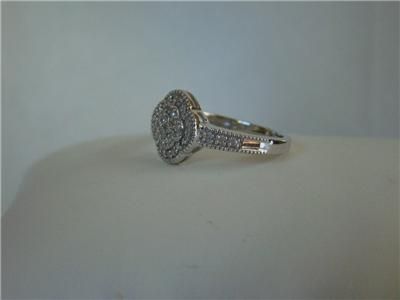 Plat/.925 White Diamond Cluster Disc Band Ring, Size 7