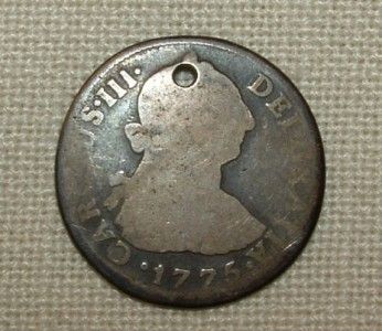 1775 carolus 111 del gratia hispan coin silver