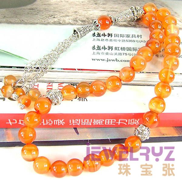 Carnelian agate Islamic Muslim 33 Prayer beads tasbih YT58