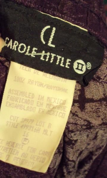 Carole Little Purple Black Rayon Skirt Tagged 16 Elastic Is Stretched 