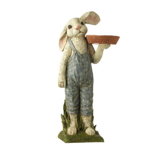 New RAZ Cottontail Toile Hydrangea Carrot Ornament s 3