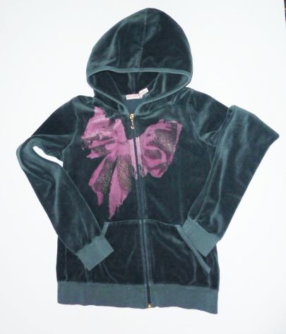 Girls Juicy Couture Velour Grey and Pink Hoodie Size 14