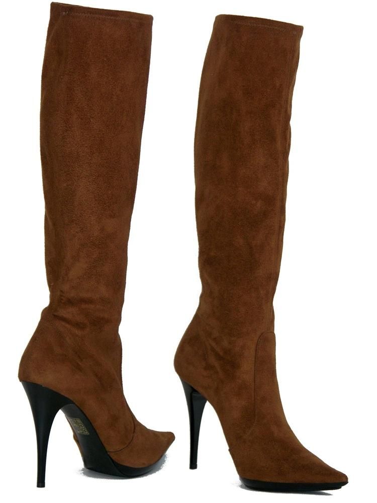 New Casadei Stretch Suede Camel Boots High Heel 39 9