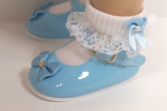 Lt Blue Patent Mary Jane Doll Shoes for Chatty Cathy♥
