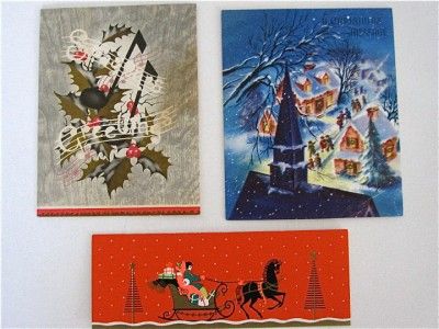 Vtg Lot 22 1940s 50s Xmas Greeting Cards Scenes Religious Scrapbook 