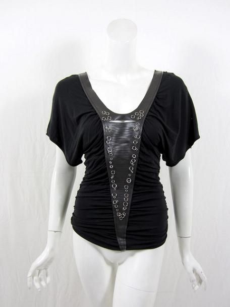 Catherine Malandrino Womens Black Ring Top P $395 New