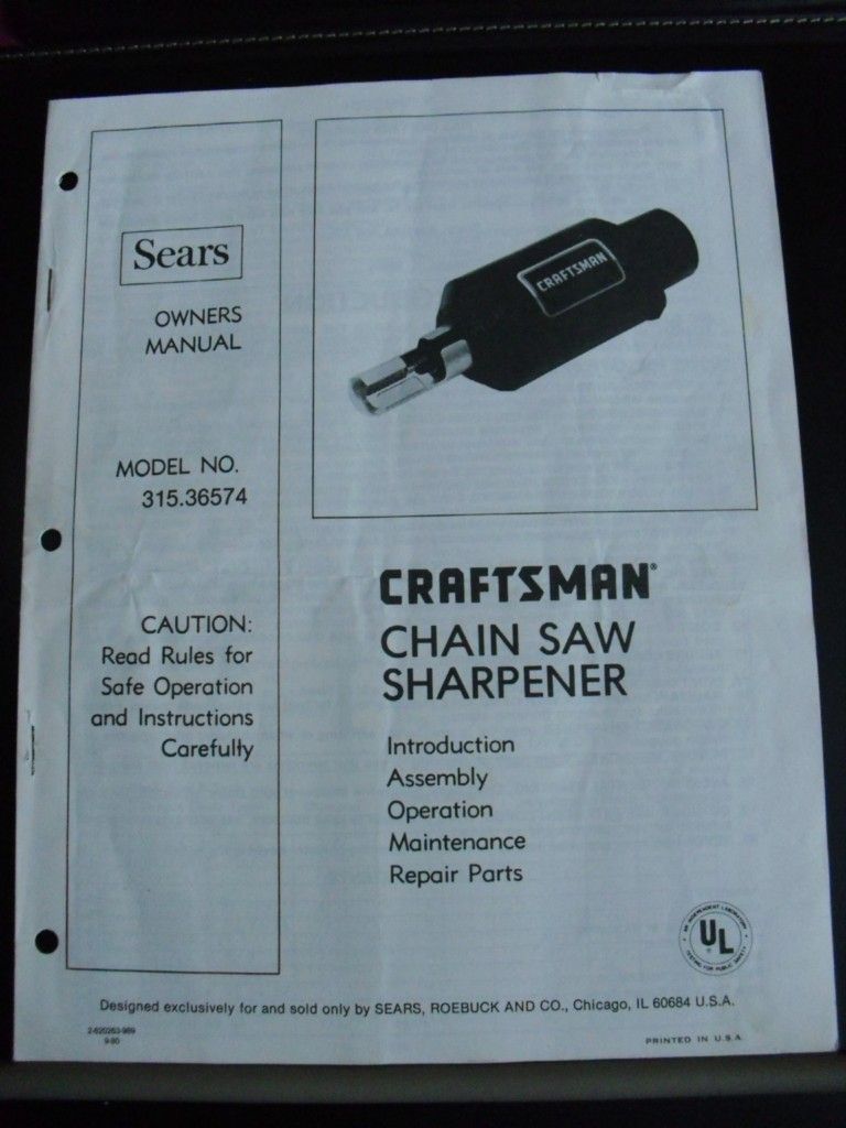  Craftsman Chain Saw Sharpener Model 315 36574