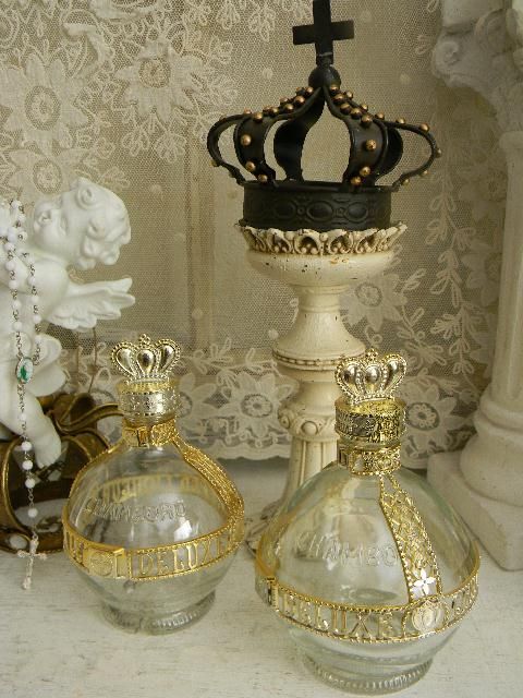 OMG~Awesome Pr. Old Crown Liqueur Bottles~Repurposed Bath Oil~Perfume 