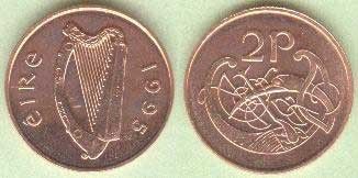 Old Irish 2P Coin Gold Plated Ladies Irish Watch Quartz