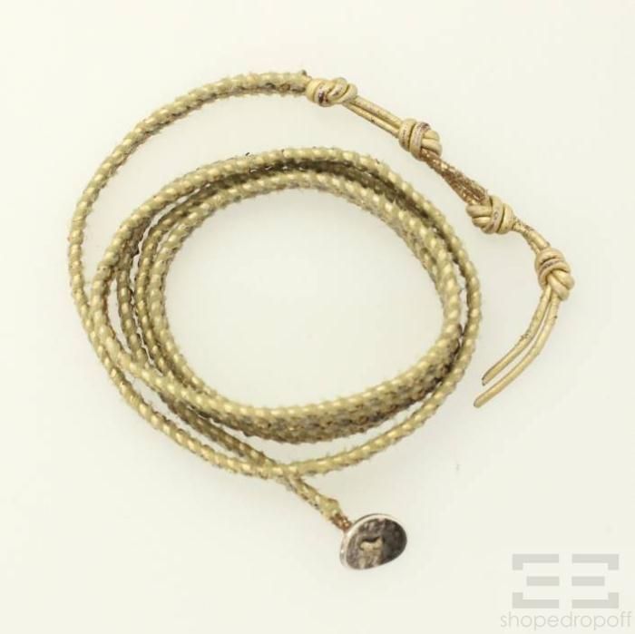 Chan Luu Gold Leather Bronze Beaded Wrap Bracelet