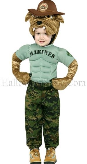 Chesty Marine Toddler Costume includes jumpsuit with attached animal 