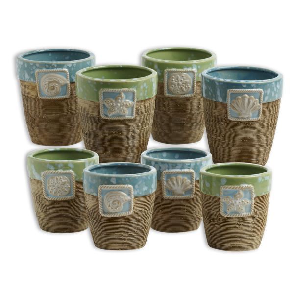 piece ceramic beach flower pot set this pfaltzgraff 8 piece ceramic 