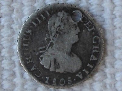   Silver Coin 1 2 Real Carolusiiii Charles IV PJ Colonial KM69