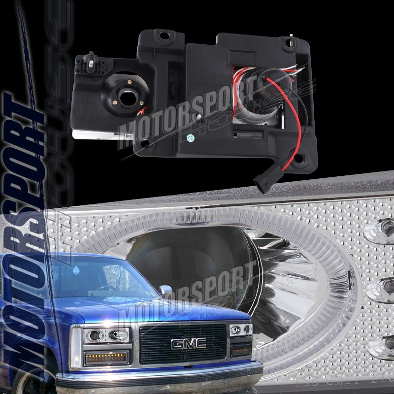 92 98 GMC Suburban Yukon 1500 2500 3500 Chrome LED Halo Projector 