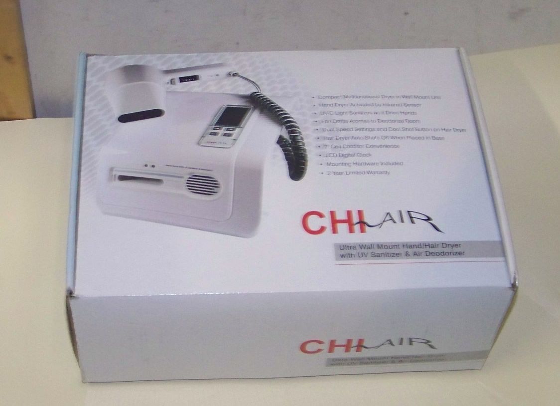 Chi Air Ultra Wall Mount Hand Hair Dryer UV Sanitizer