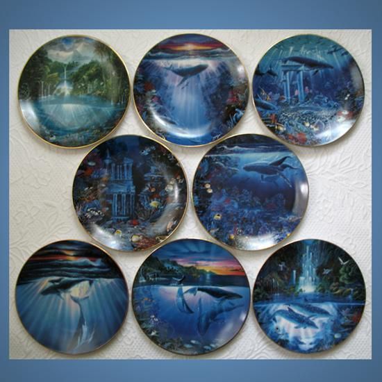 Set Plates Enchanted Seascapes by John Enright Hamilton Plates 