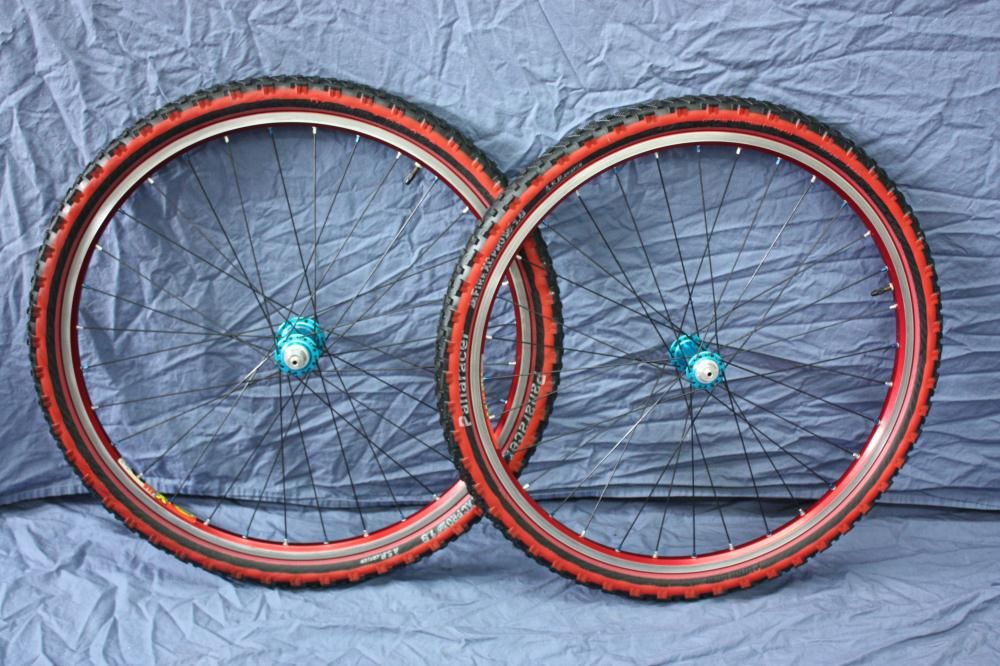 Retro Chris King Mavic Sup 517 Wheelset Red Blue Hubs