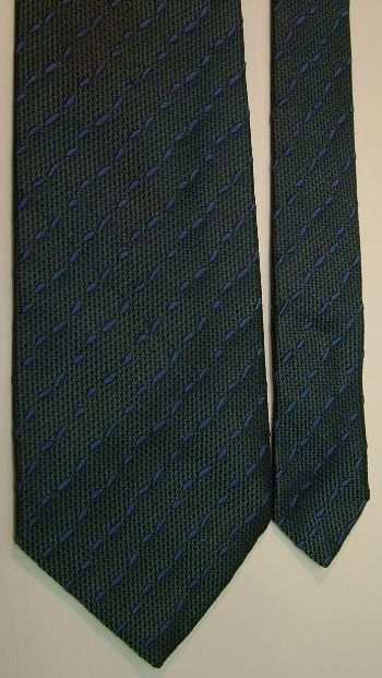 CHARVET Houndstooth Checker Raised Stripe Blue Grey All Silk Neck Tie 