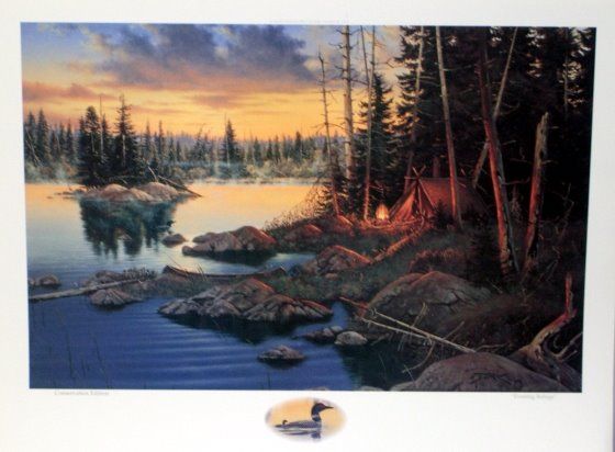 gallery now free derk hansen evening refuge loon camping print