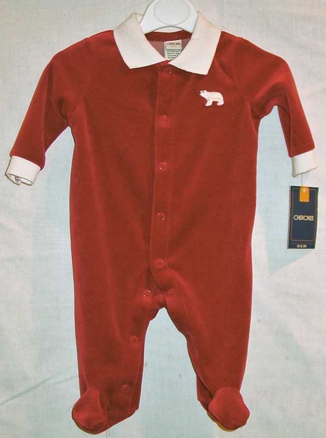 Cherokee Infant Red Polar Bear Velour Playsuit 6M