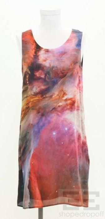 Christopher Kane Multicolor Galaxy Print Silk Sleeveless Dress Size UK