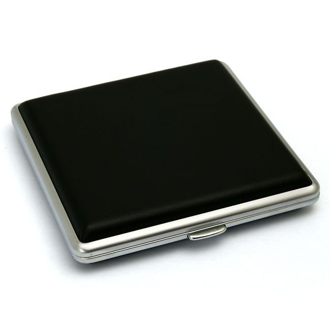 Brand New Black Leather Cigarette Case Holds 20 Cigarettes