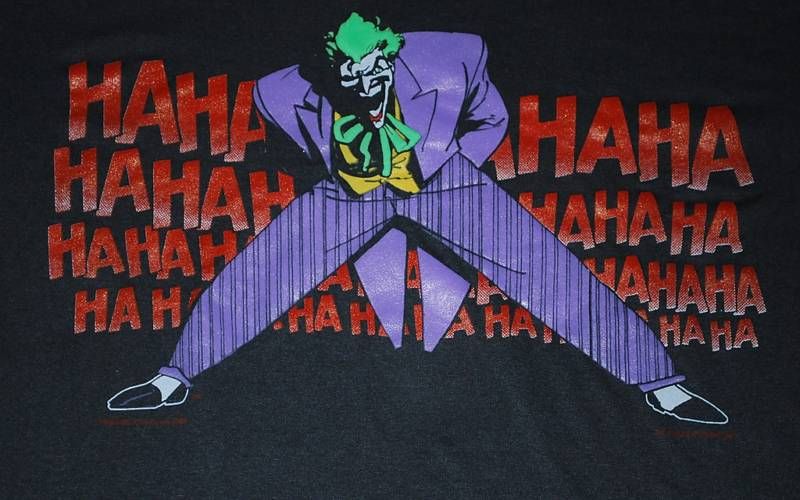 RARE ORIGINAL VINTAGE JOKER HAHAHA T SHIRT 1989 L