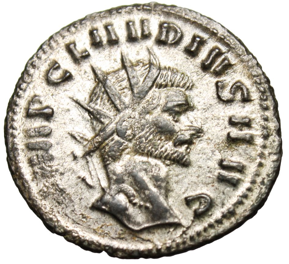 VF Silvered Claudius II Gothicus Ant Securitas Leaning on Column