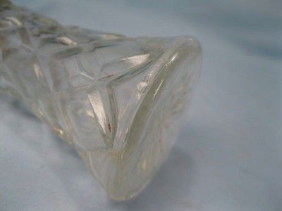 Vintage Diamond Clear Glass Salt & Pepper Shakers Metal Tops With