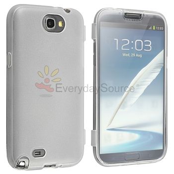 Clear White Rubber Gel TPU Flip Book Case Cover for Samsung Galaxy