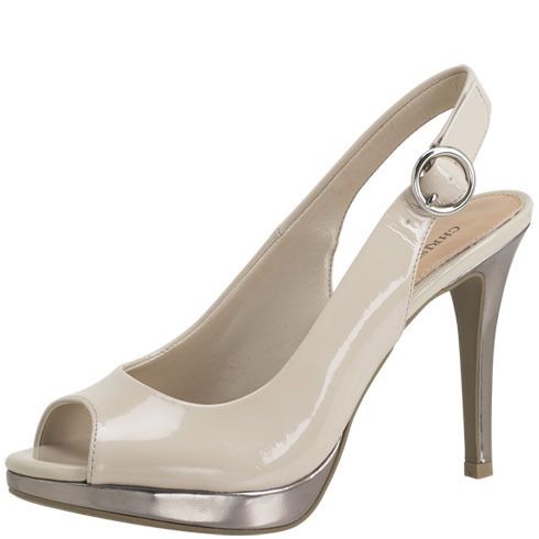 Christian Siriano Bone Le Chic Peep Toe Pump Slingback 4 Heel Sz 13