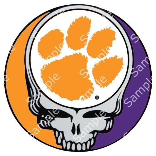 Clemson Tigers Grateful Dead Steal Your Face 3 Round Vinyl Decal