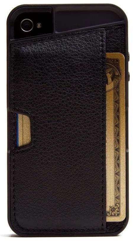 Genuine CM4 Black Cover Credit ID Q Card Holder Leather for iPhone 4