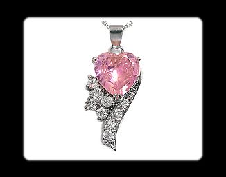 Fashion Jewelry Gift Pink Sapphire White Gold GP Pendant Necklace