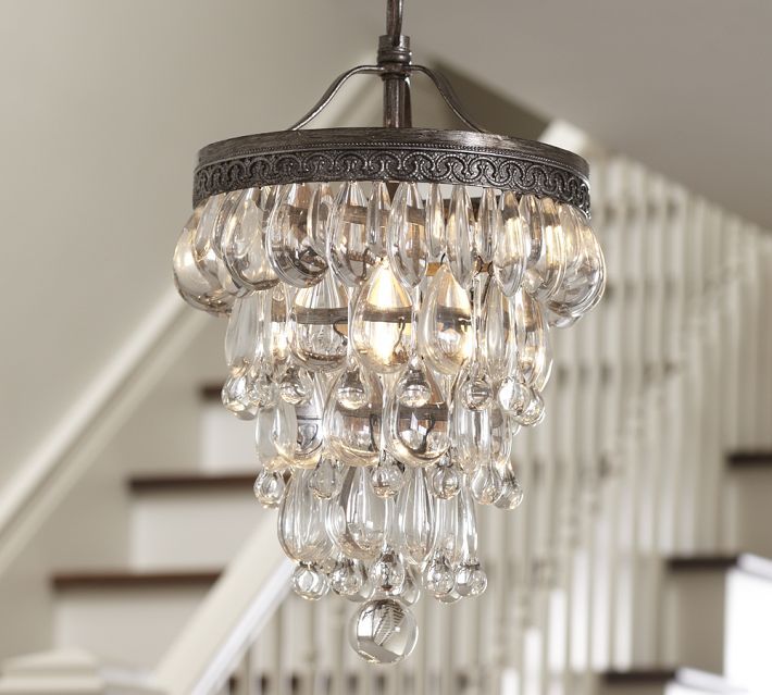 Pottery Barn Clarissa Petite Small Glass Drop Chandelier RARE New in