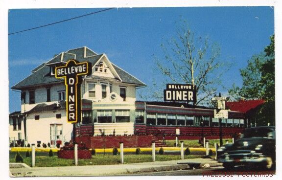 Bellevue Diner Clementon NJ 1955 Postcard