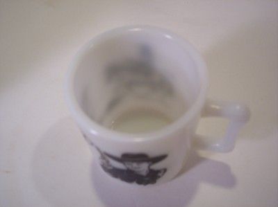 Vintage HOPALONG CASSIDY MUG Black and White Glass from 50s