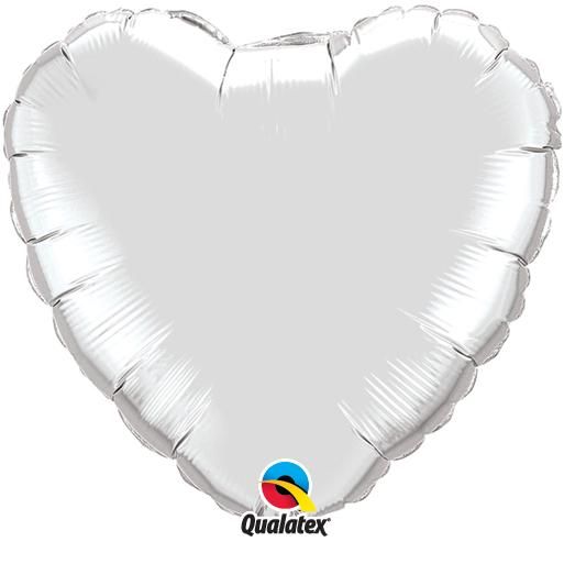 Metallic Silver 36 Foil Heart Shaped Balloon  Qualatex £6.65