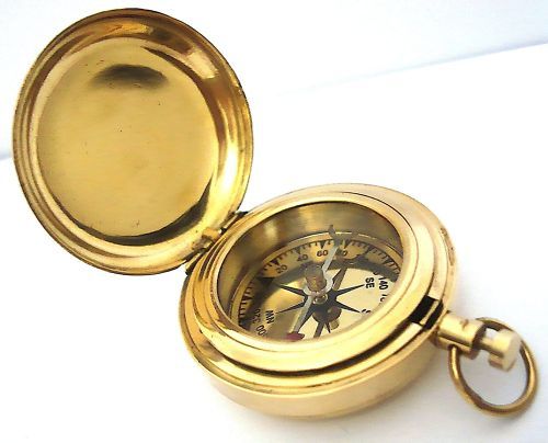 Brass Push Button Direction Compass Pocket Compass