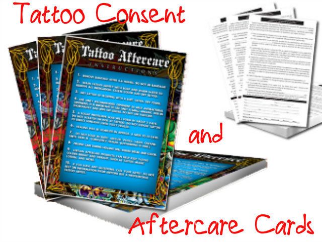 Tattoo Supplies Consent Forms and Aftercare Cards English or Spanish