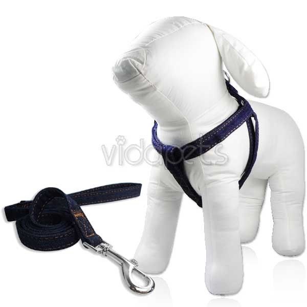 14 20 Jeans Blue Doggie Nylon Comfort Dog Harness Collar M L Large+ 4