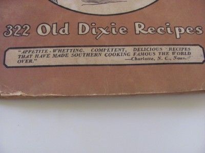 VINTAGE SOUTHERN BLACK MAMMAS COOK BOOK 322 OLD DIXIE RECIPES