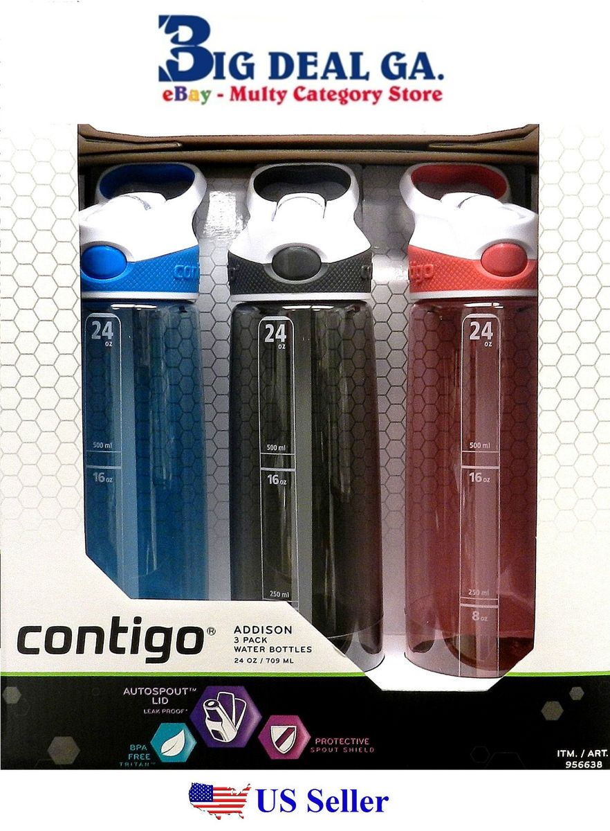 Contigo Addison 3 Pack Water Bottles 24 oz 709 Ml