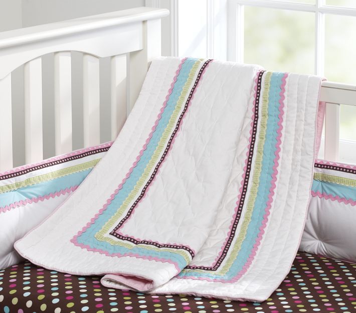 Pottery Barn Kids Coco Dot Crib Quilt Bumper Sheet