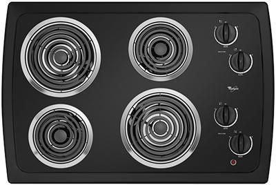 Black 30 in Whirlpool Electric Coil Cooktop UPC 050946997117 RCS3014